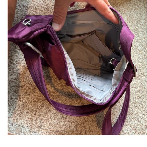 Travelon Anti-Theft Classic Crossbody bag/purse, Purple canvas; - Picture 7 of 15